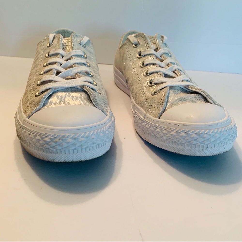 Converse Silver Metallic Leopard Print Tennis Shoe - Picture 11 of 15